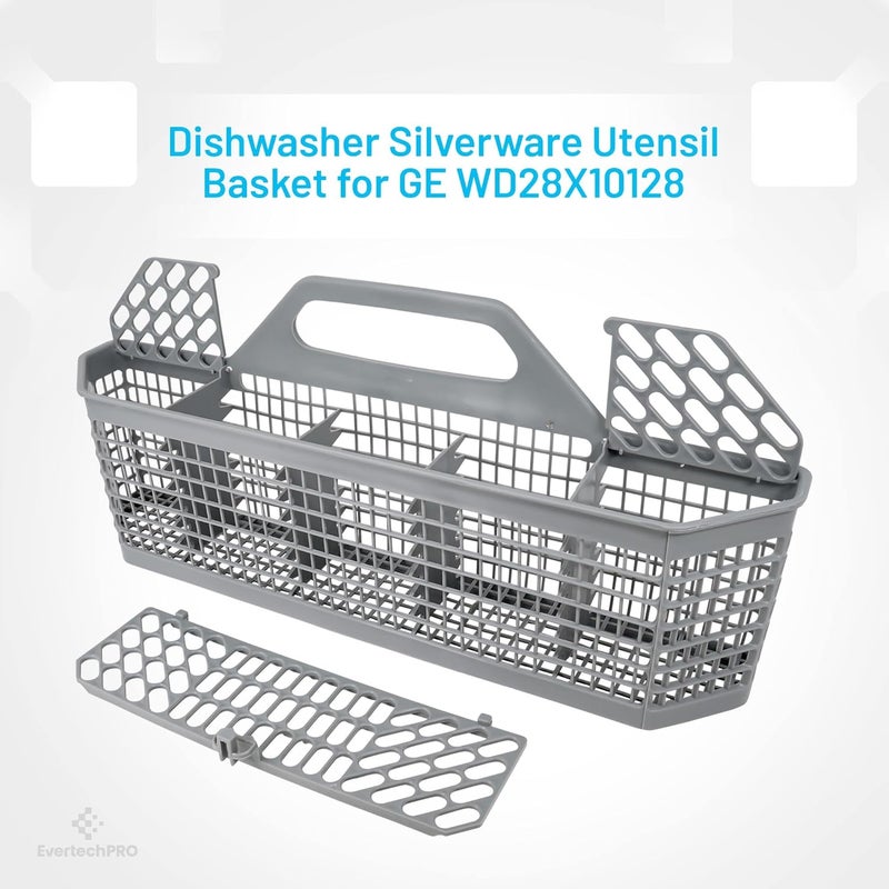 EVERTECHPRO Universal WD28X10128 Dishwasher Cutlery Basket, Durable Dishwasher Basket with Flaps Open Design, Dishwasher Utensil Basket Compatible with GE and fits Whirlpool Frigi-daire Kenmore dishwasher - Image 3